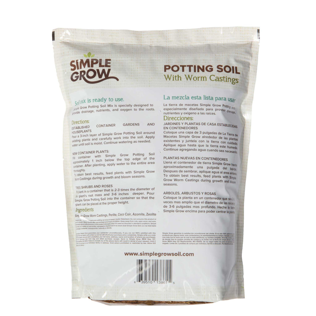 Simple Grow Potting Soil - 4 Quart Bag - simplegrowsoil